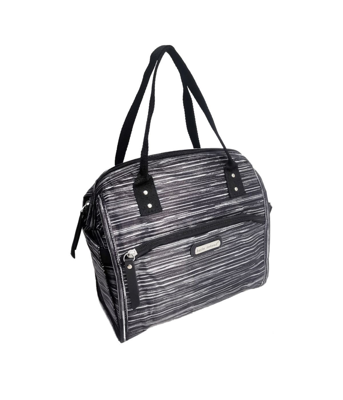  Kathy Ireland Leah Wide Mouth Lunch Tote - Black Multi Stripe - Bonton