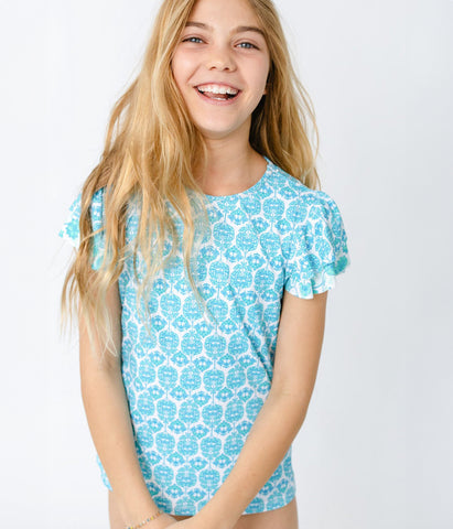 Girls Rosemary Beach 3-Piece Short Sleeve Rashguard Set