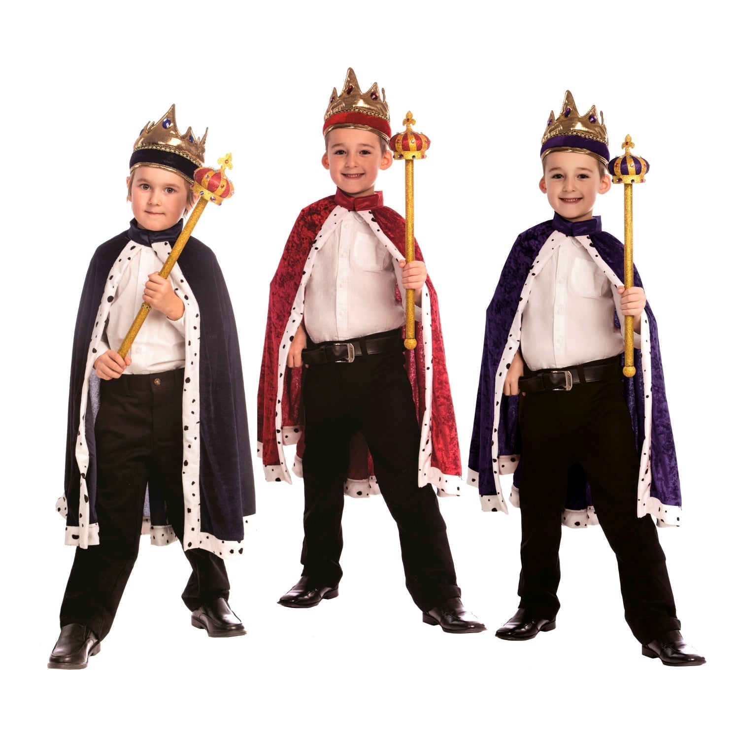  Dress Up America King Crown and Robe Costume - Kids by Dress Up America - Navy - Bonton