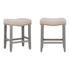 24" Upholstered Saddle Seat Set of 2 Counter Stool