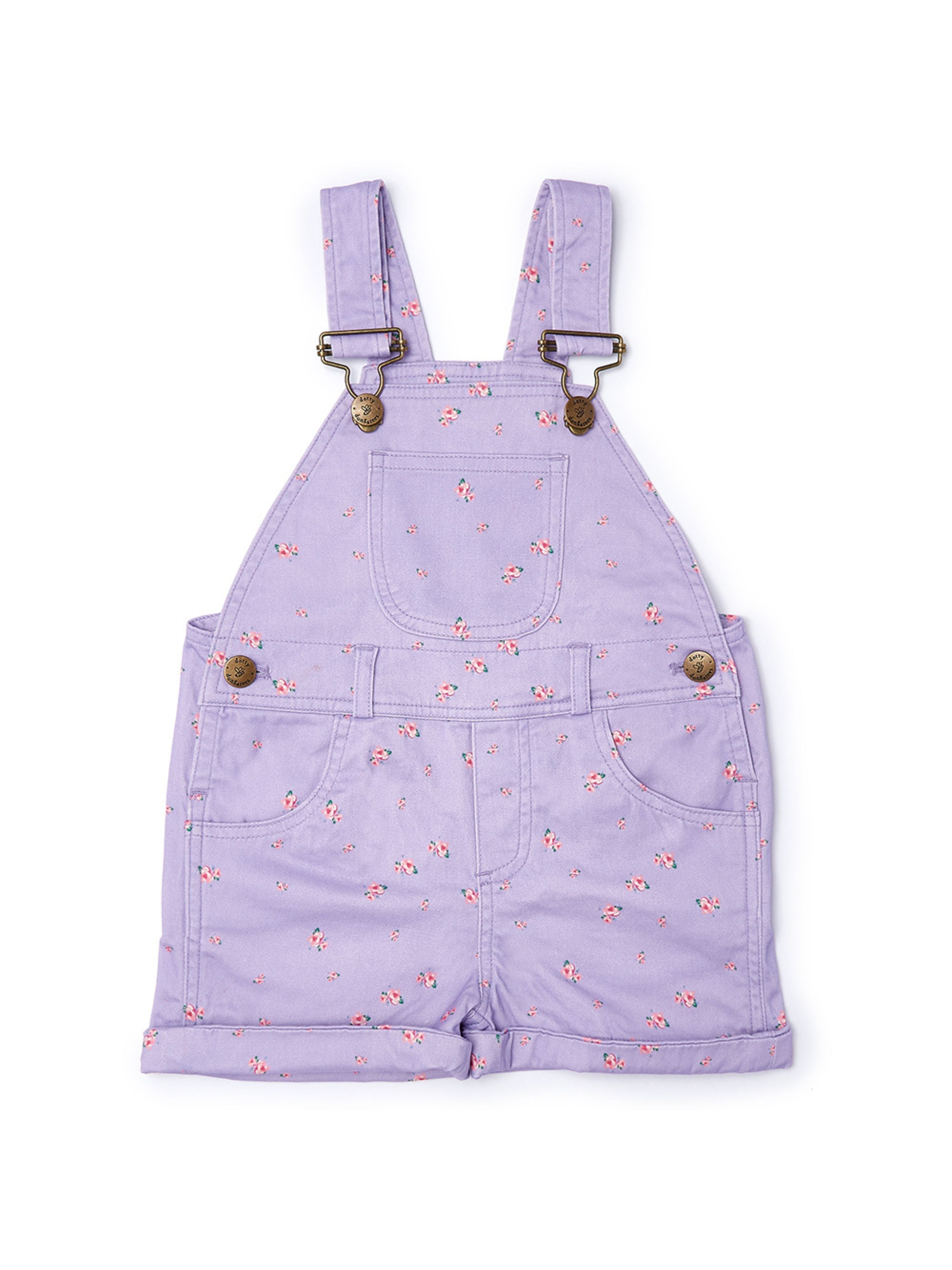  Dotty Dungarees Floral Summer Denim Overall Shorts - Cream - Bonton