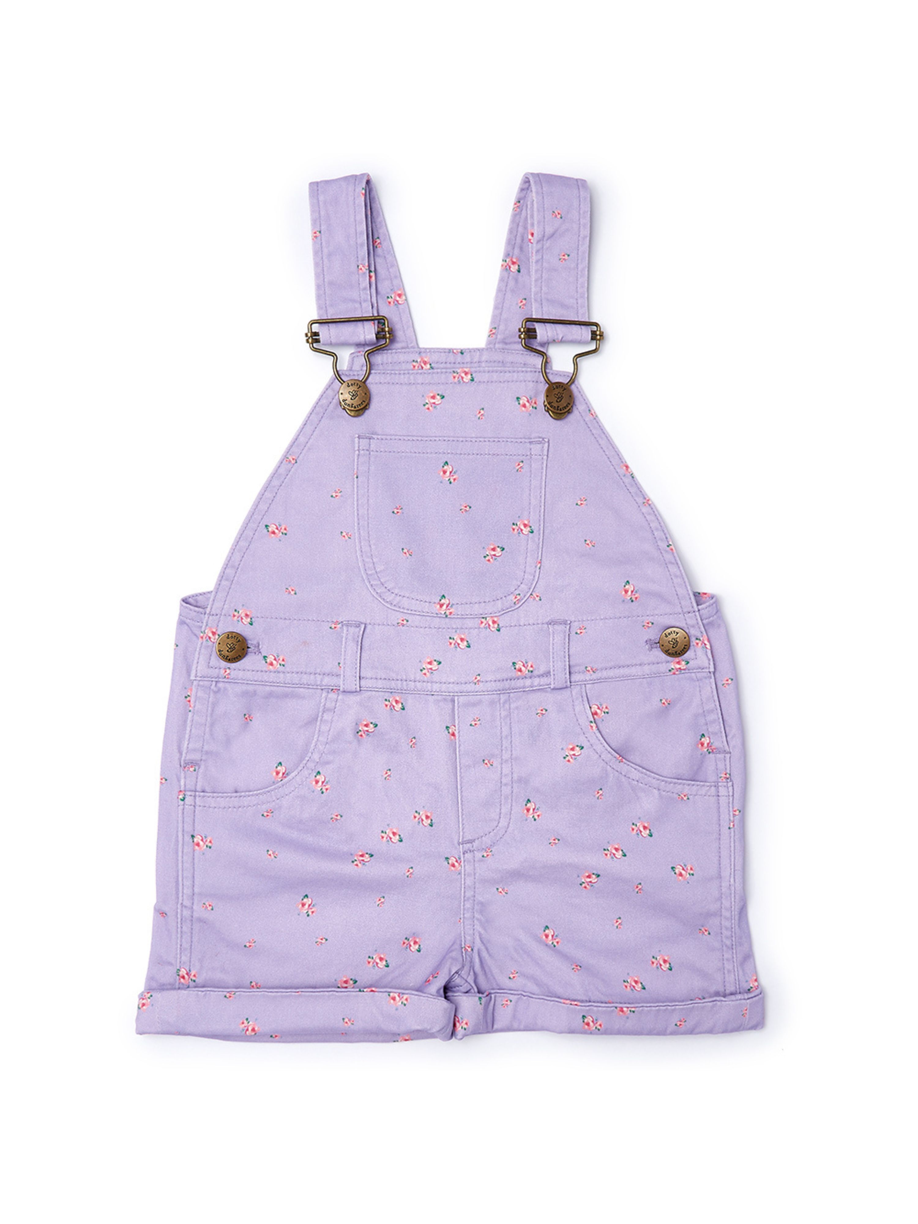  Dotty Dungarees Floral Summer Denim Overall Shorts - Pink - Bonton