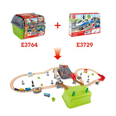 Hape Train Building Set in a Bucket, 50 Pieces