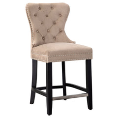 24" Tufted Velvet Counter Stool  Black & Velvet