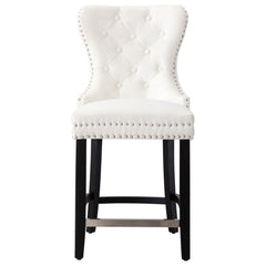 24" Tufted Velvet Counter Stool  Black & Velvet