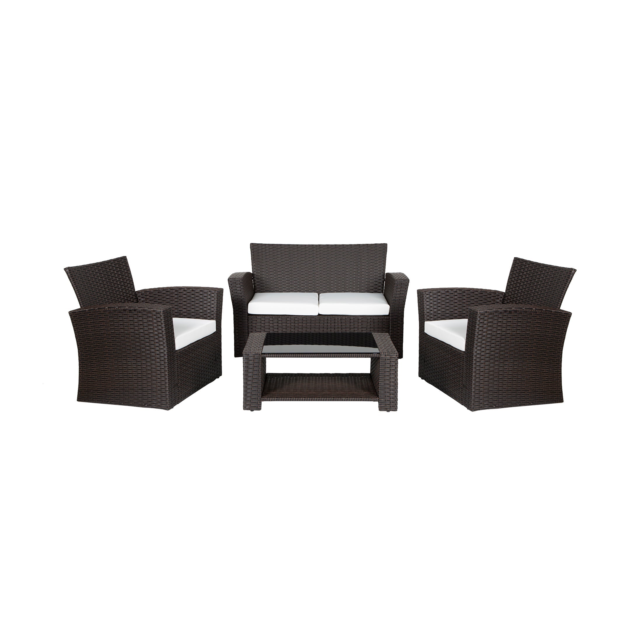  Westin Furniture 4-Piece Conversation Outdoor Patio Sofa Set with Cushions - Chocolate/White - Bonton