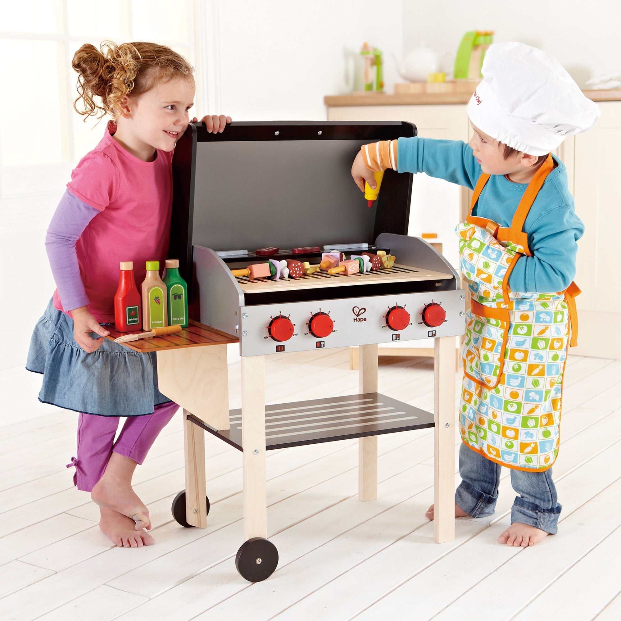  Hape Hape Gourmet Grill Wooden Play Kitchen & Food Accessories - Multi - Bonton