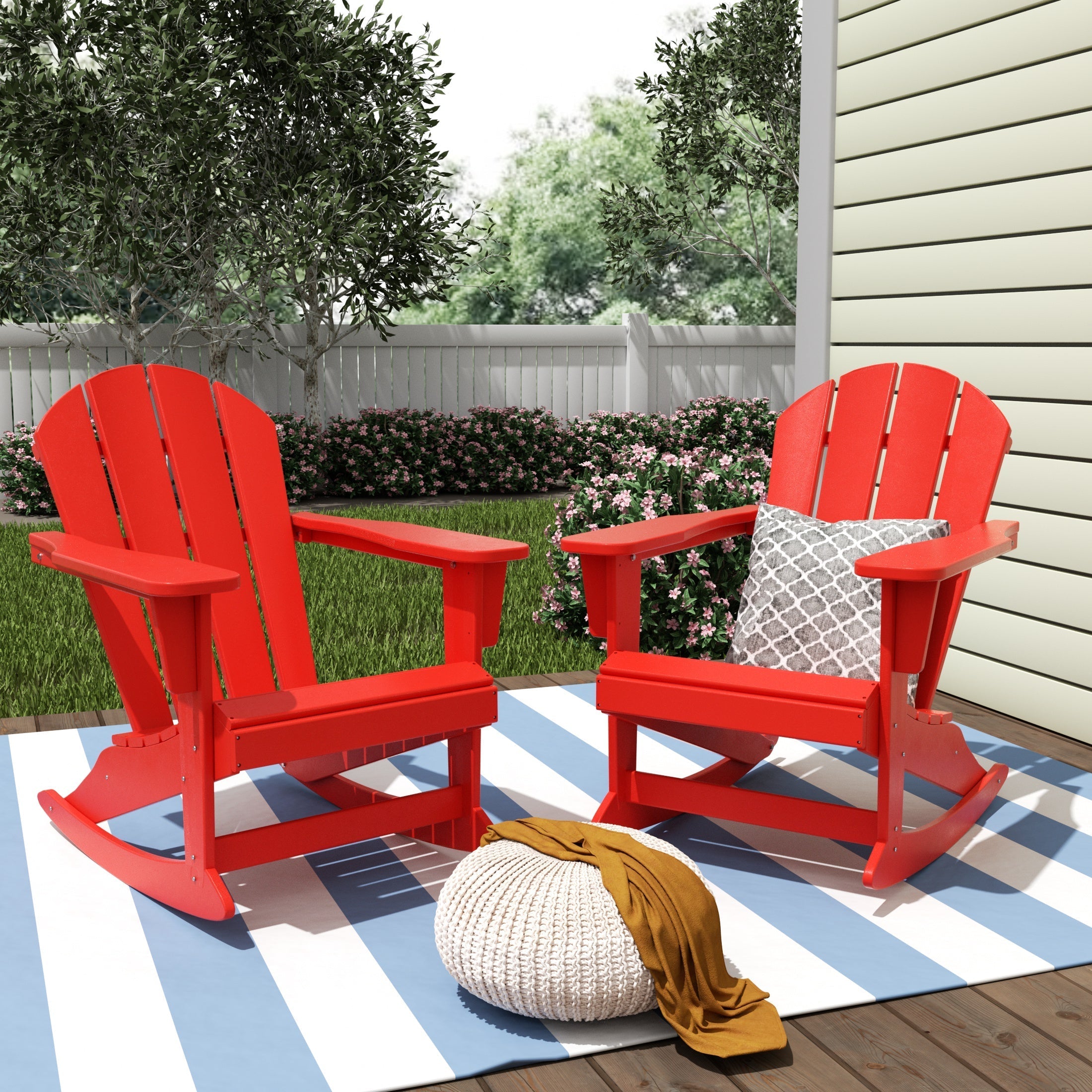  Westin Furniture Outdoor Patio Porch Rocking Adirondack Chair, Set of 2 - Gray - Bonton