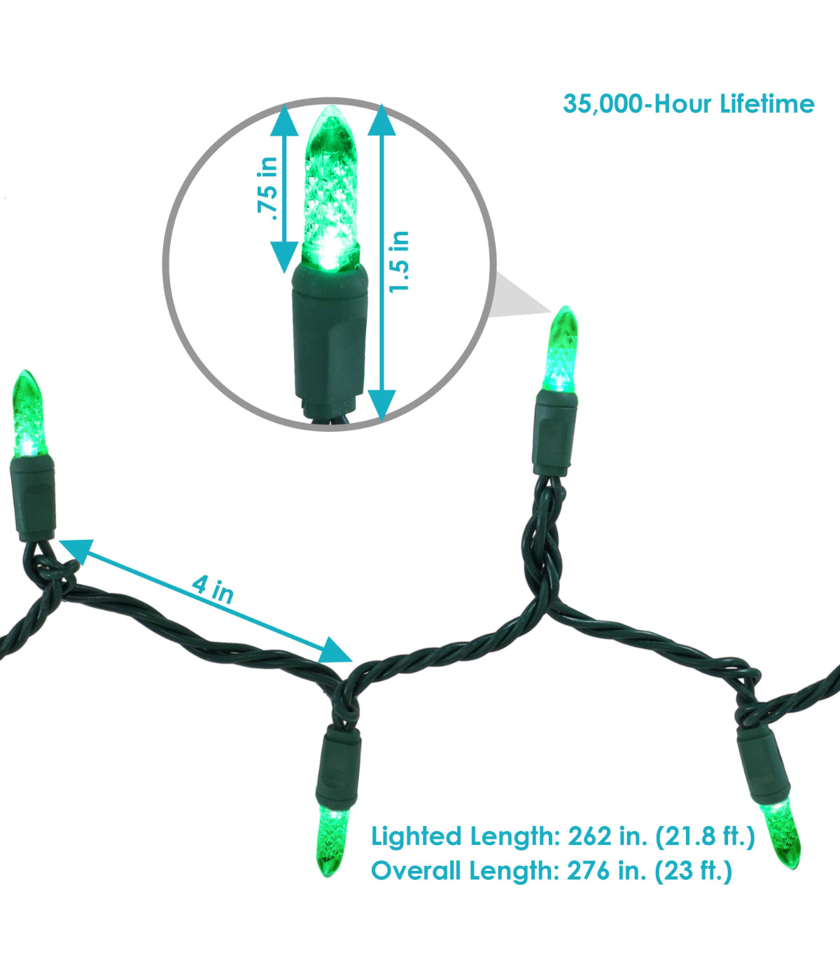  Sunnydaze Decor Sunnydaze Electric Plug-In 70ct LED Indoor/Outdoor String Lights Smooth M6 Green Wire - Green - Bonton