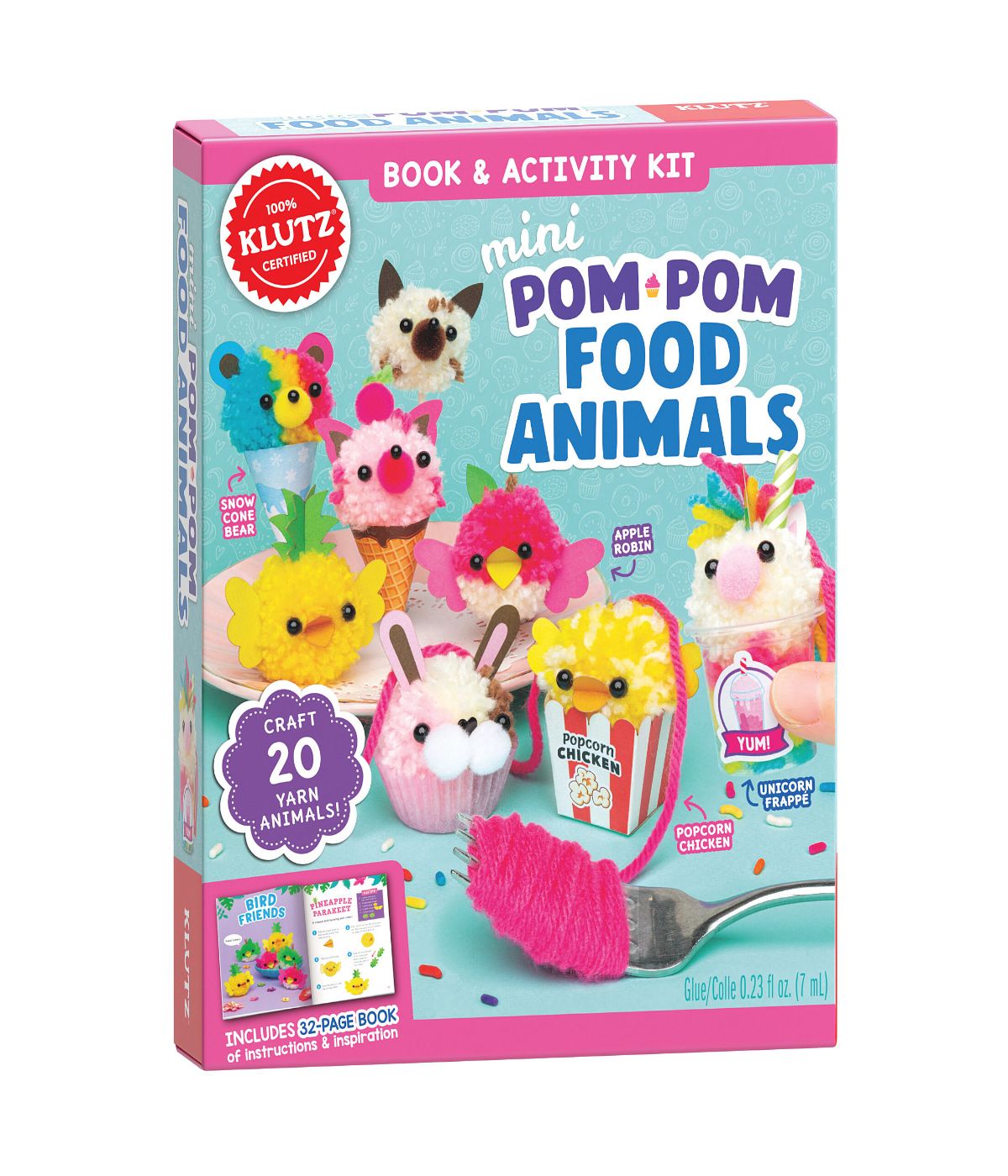  Mini Pom-Pom Food Animals Multi - Multi - Bonton