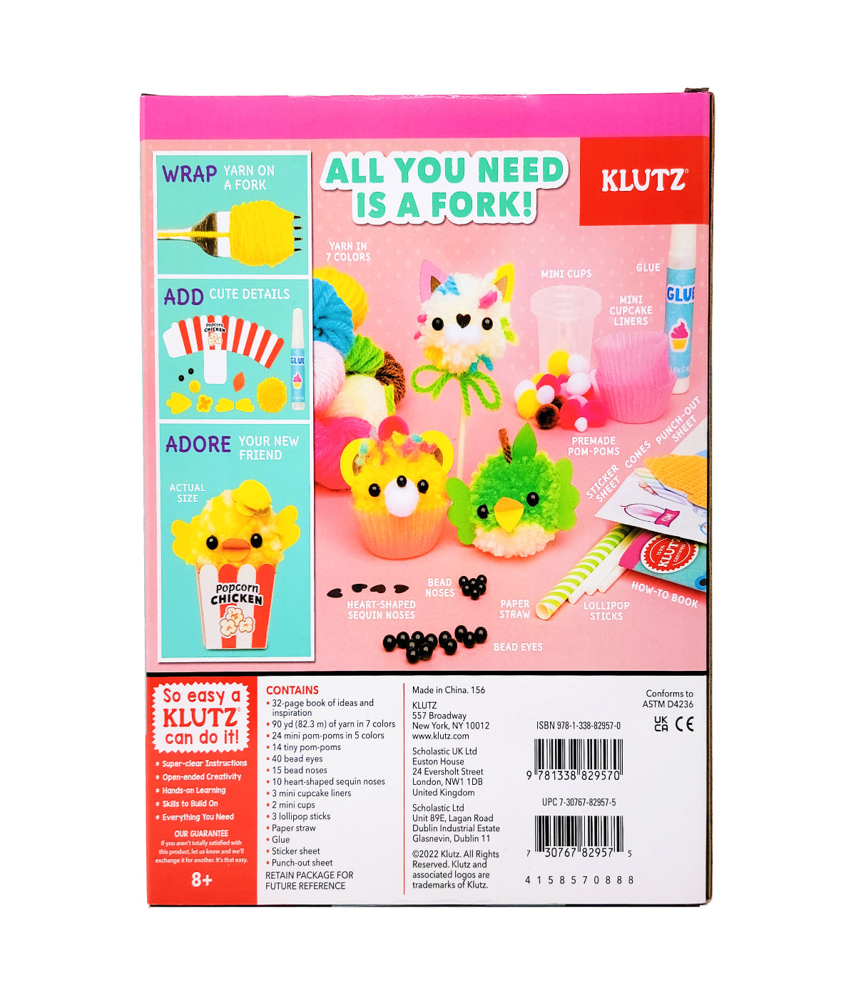  Mini Pom-Pom Food Animals Multi - Multi - Bonton