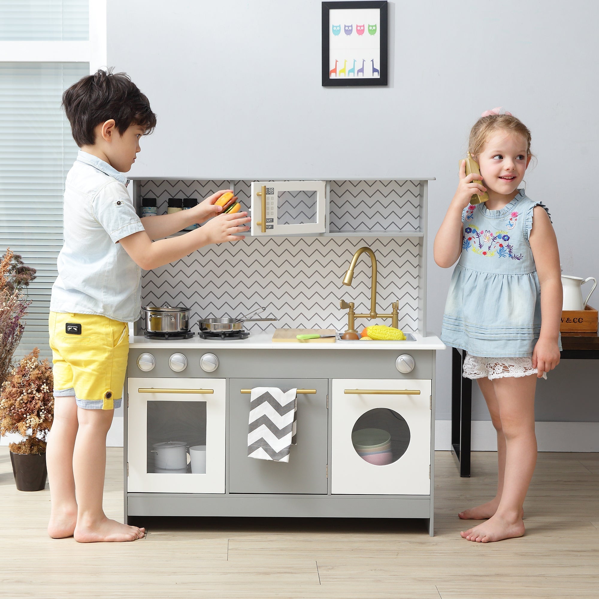  Teamson Kids Teamson Kids - Little Chef Berlin Modern Play Kitchen - Grey / White - Bonton