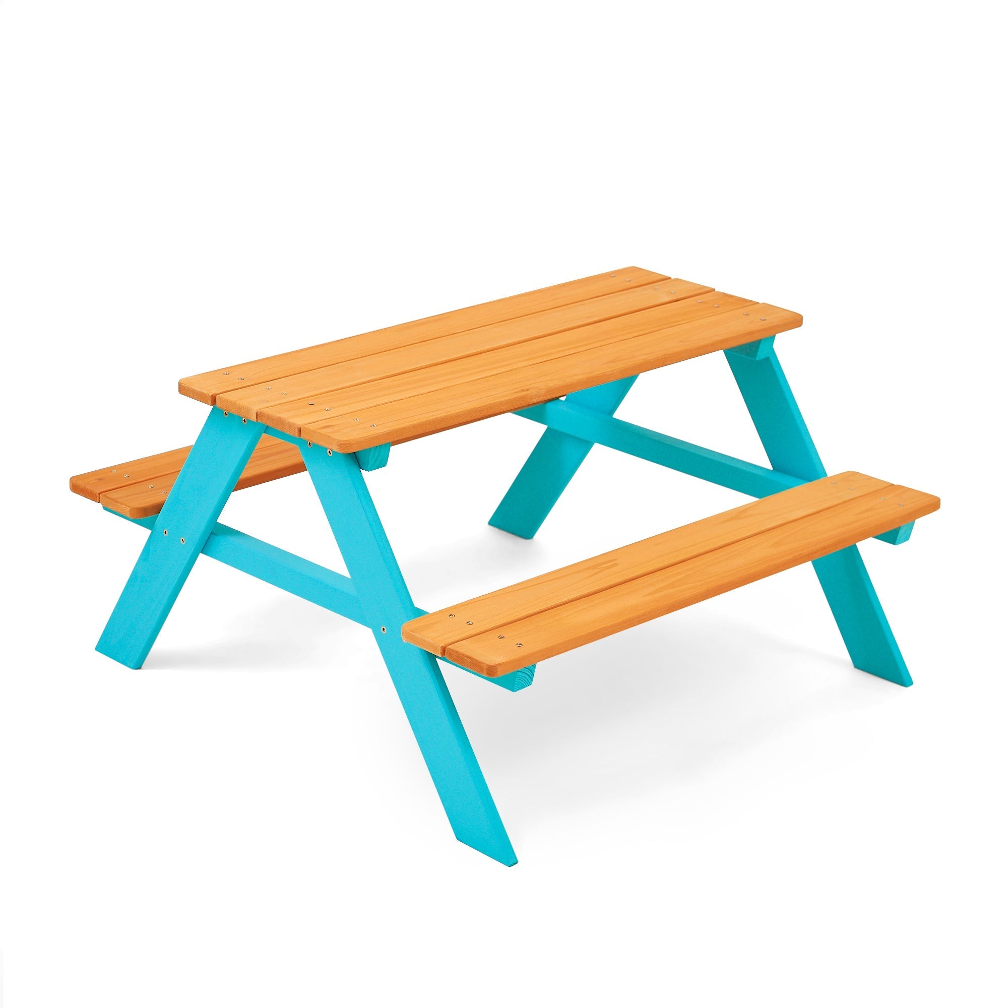  Teamson Kids Teamson Kids - Outdoor Picnic Table & Chair Set - Wood / Turquoise - Bonton