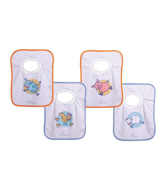 Dreambaby Terry Cloth Pullover Baby Bibs - Super Absorbent for Feeding and Drooling Toddlers - 4 count Orange Multi