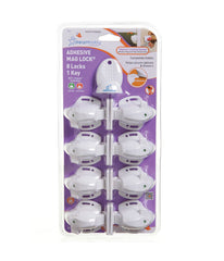 Dreambaby Adhesive Mag Lock - 8 Locks 1 Key White