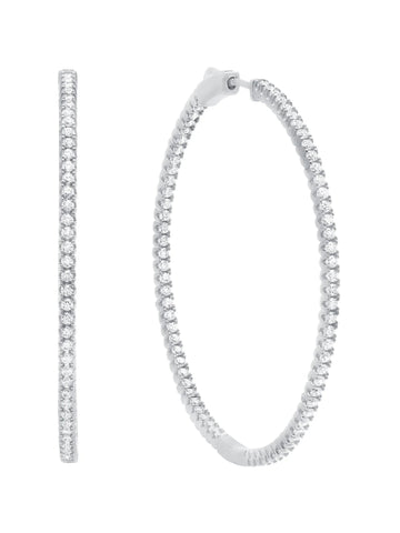 Large Pave Hoop Earrings in Platinum