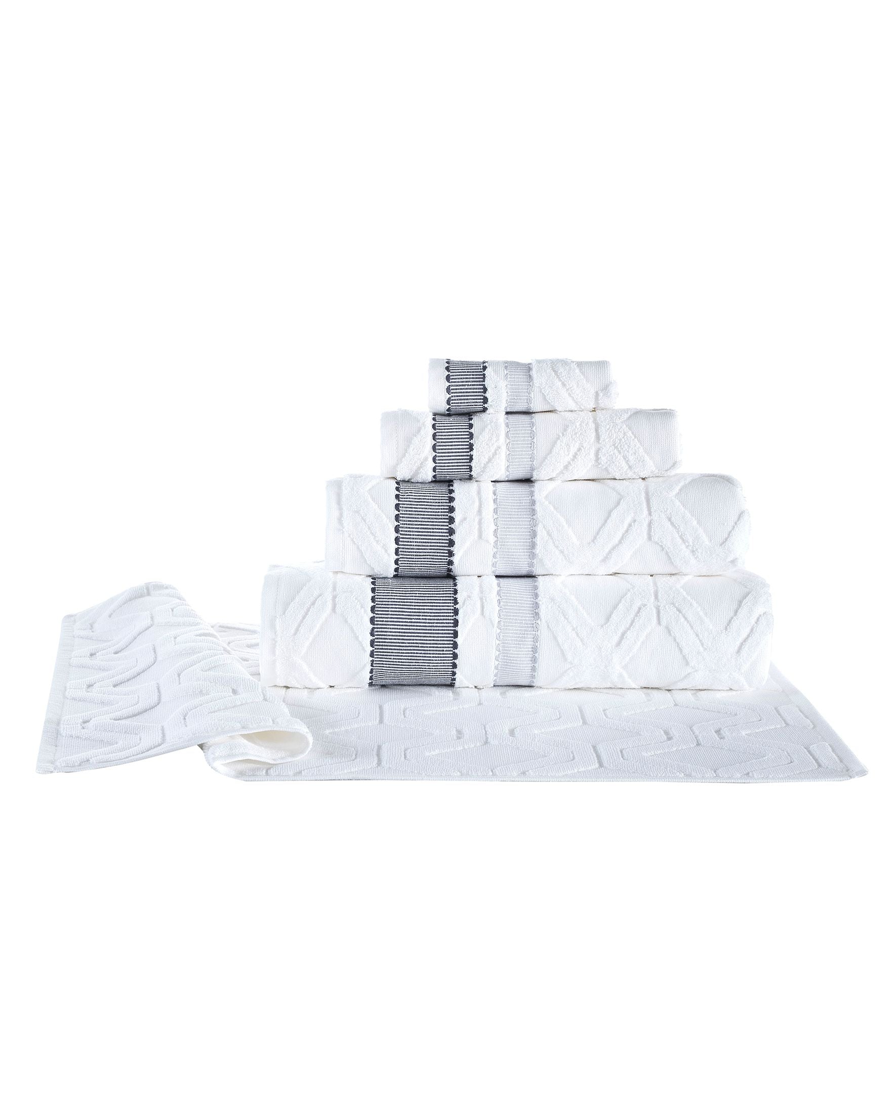  Brooks Brothers Large Square 3 Piece Towel Set - Anthracite - Bonton