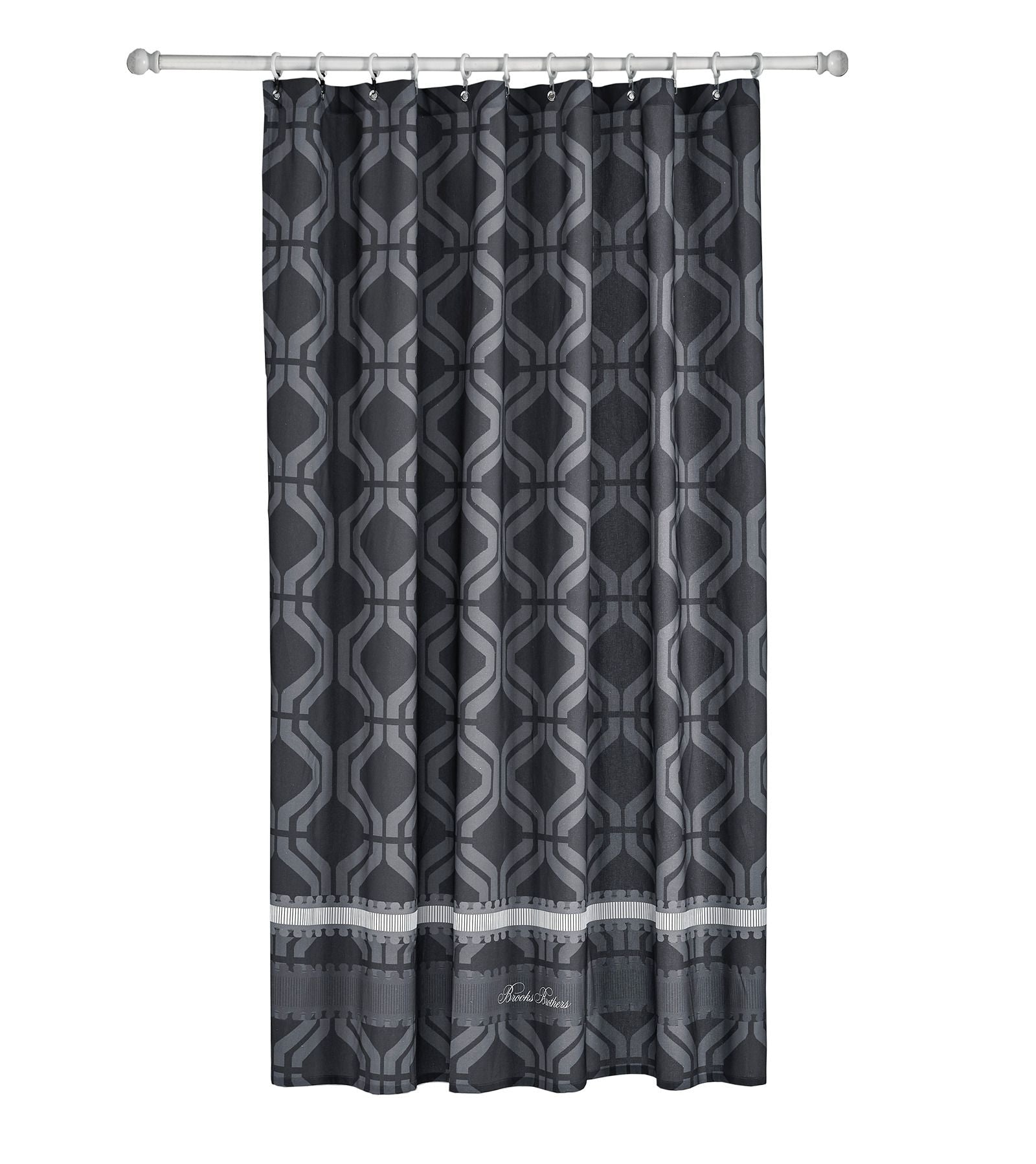  Brooks Brothers Large Square Shower Curtains - Silver - Bonton