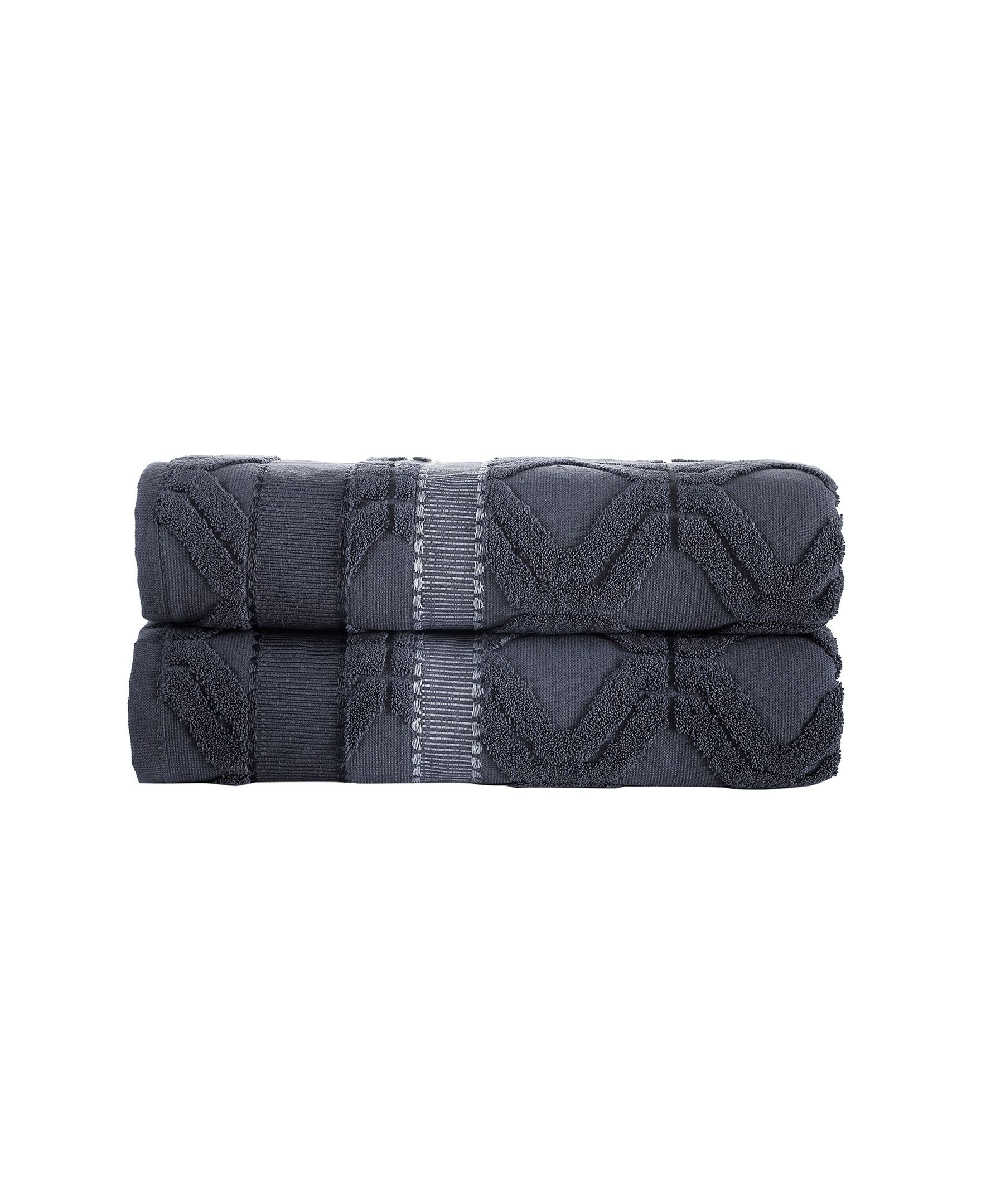  Brooks Brothers Large Square 2 Piece Bath Towel Set - Anthracite - Bonton