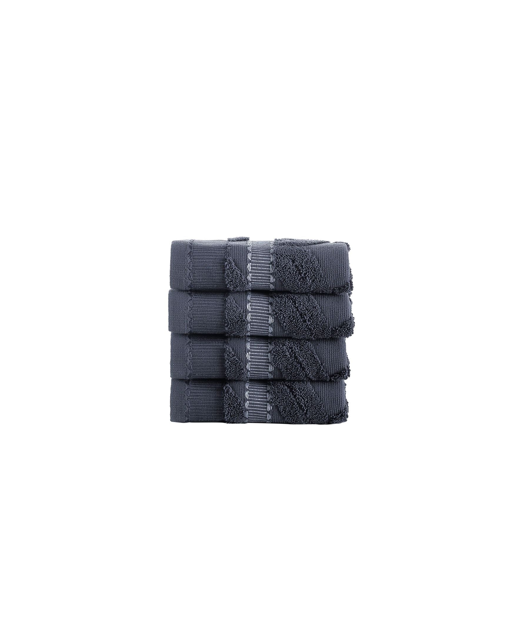  Brooks Brothers Large Square 4 Piece Wash Towel Set - Silver - Bonton