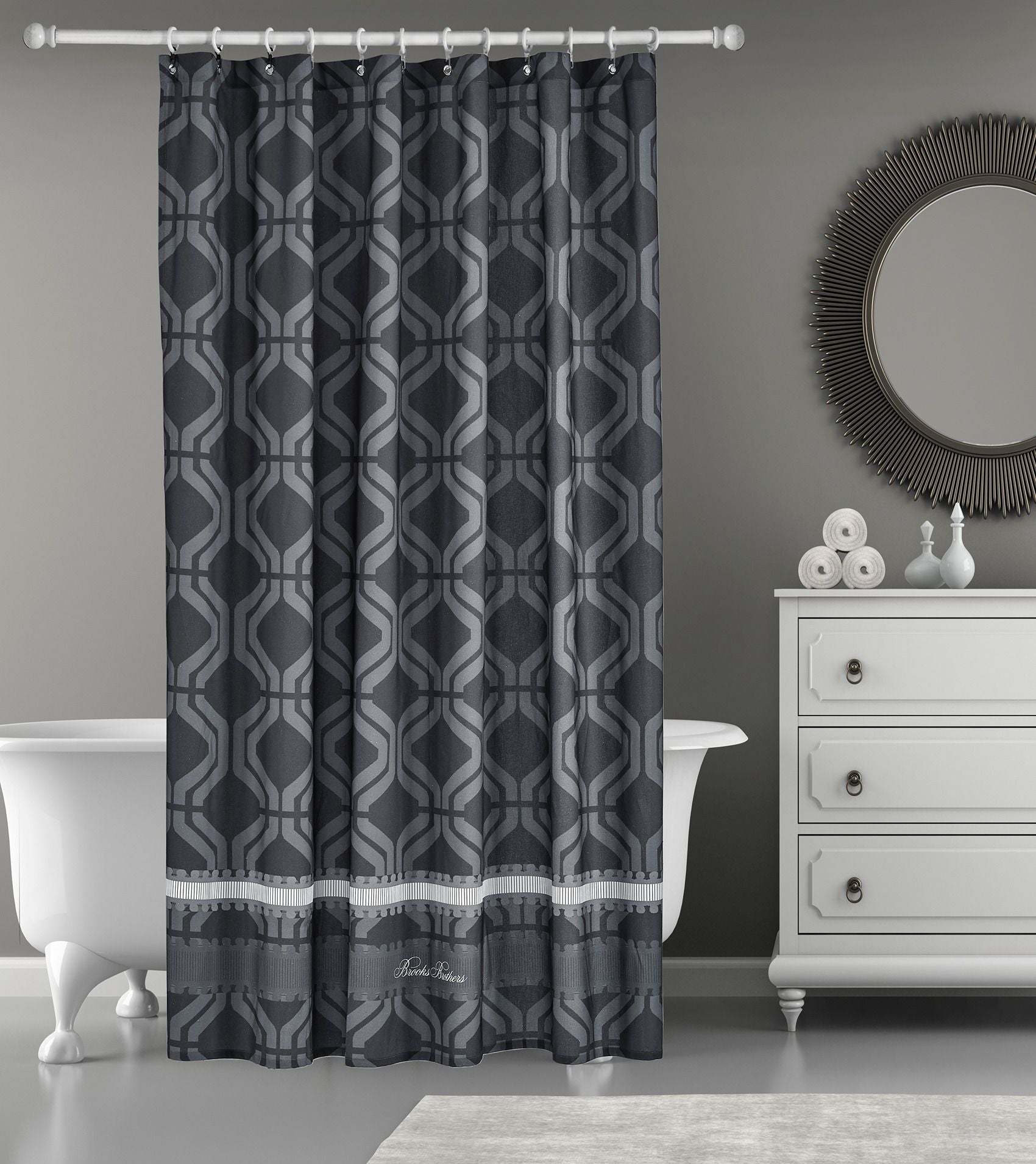  Brooks Brothers Large Square Shower Curtains - Anthracite - Bonton