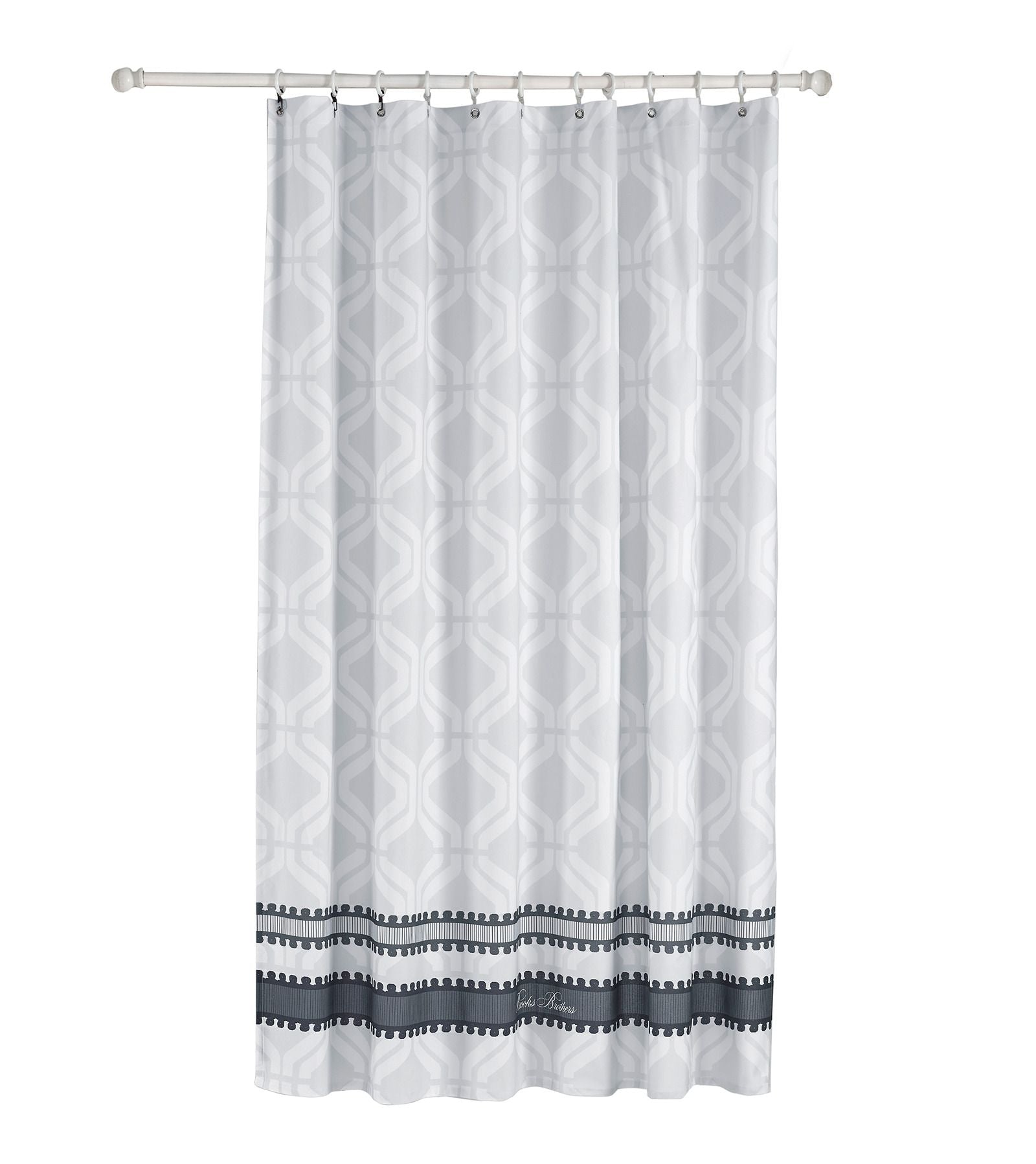  Brooks Brothers Large Square Shower Curtains - Silver - Bonton