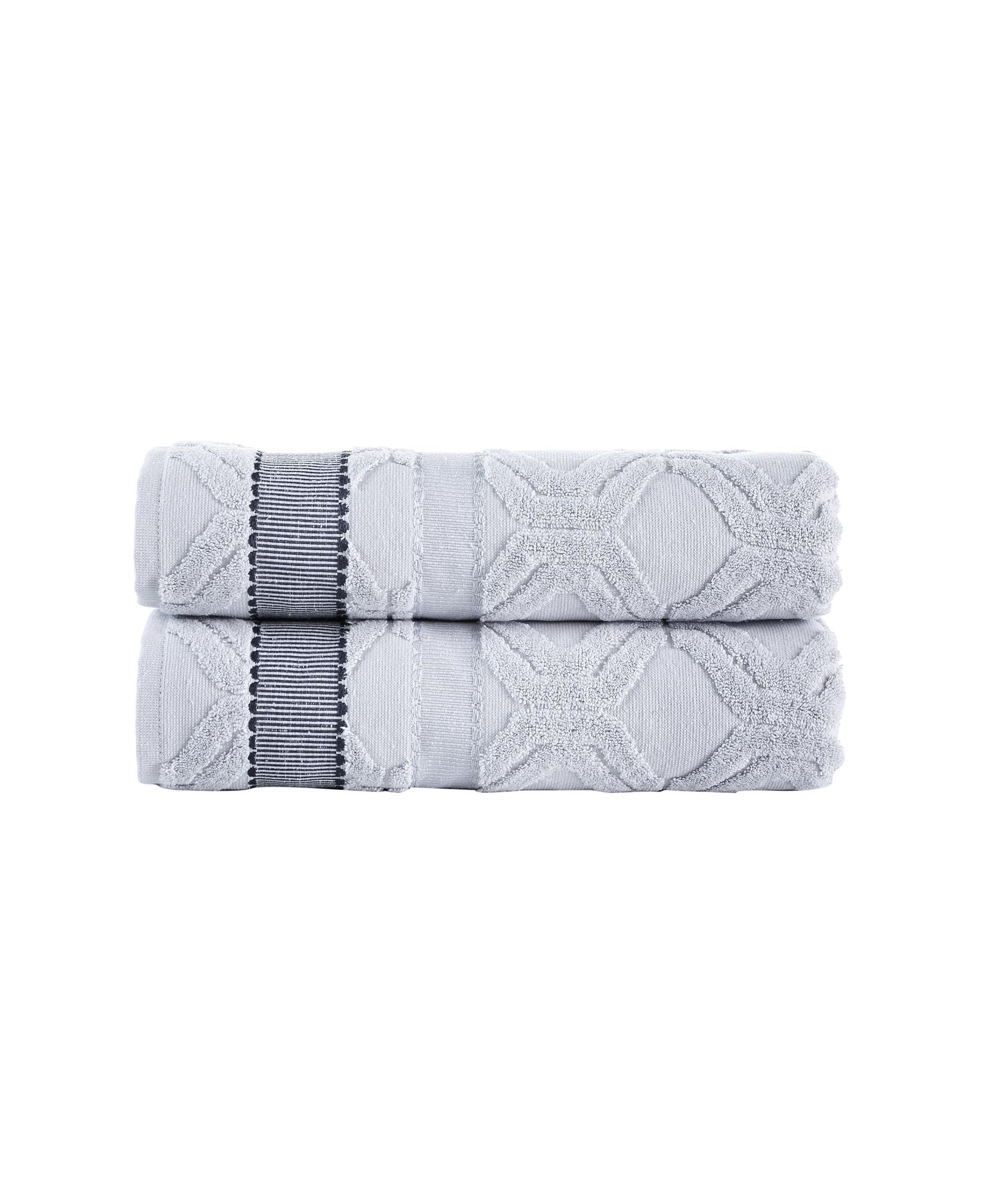  Brooks Brothers Large Square 2 Piece Bath Towel Set - Anthracite - Bonton