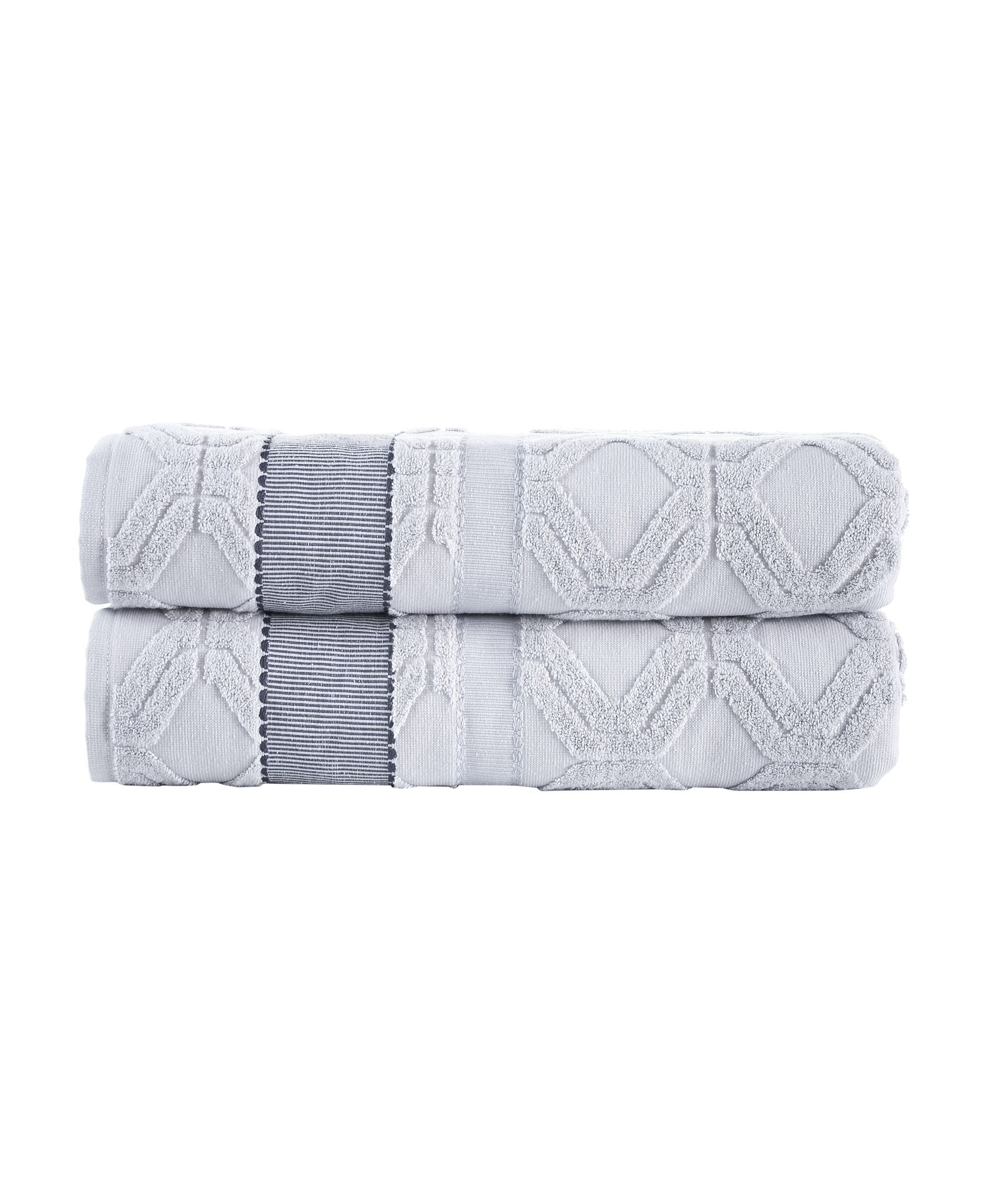  Brooks Brothers Large Square 2 Piece Bath Sheet Set - White - Bonton