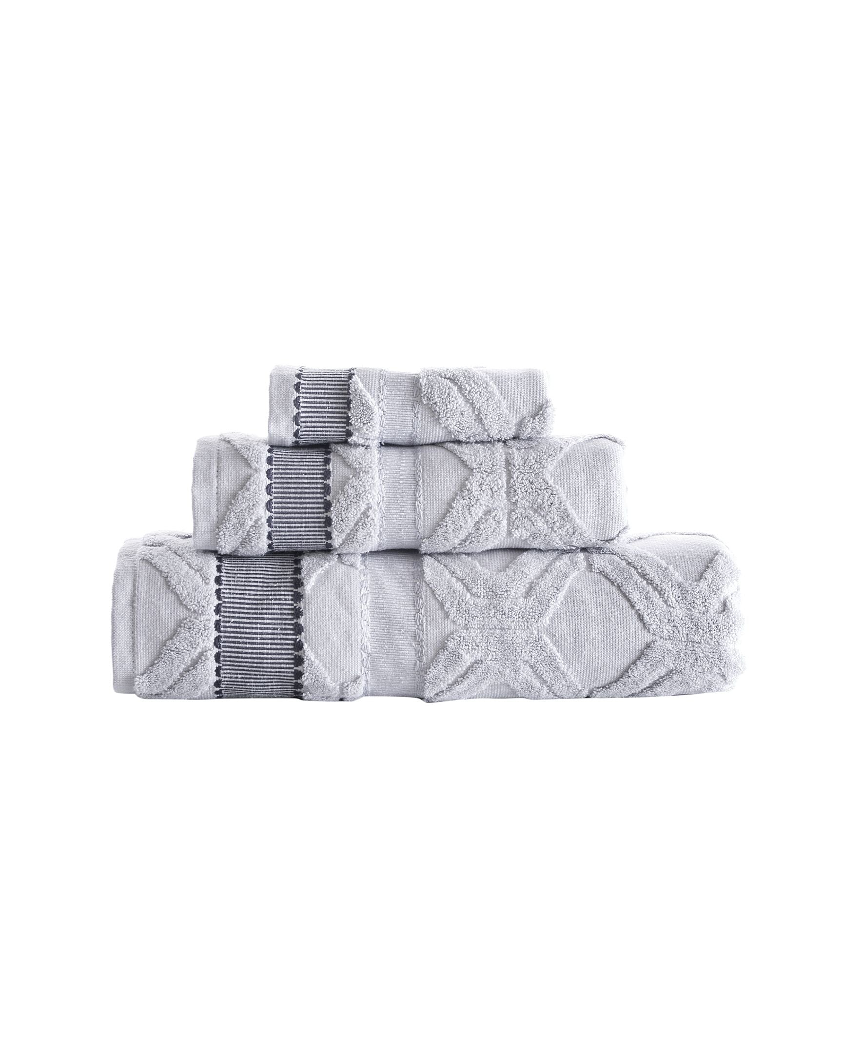  Brooks Brothers Large Square 3 Piece Towel Set - Anthracite - Bonton