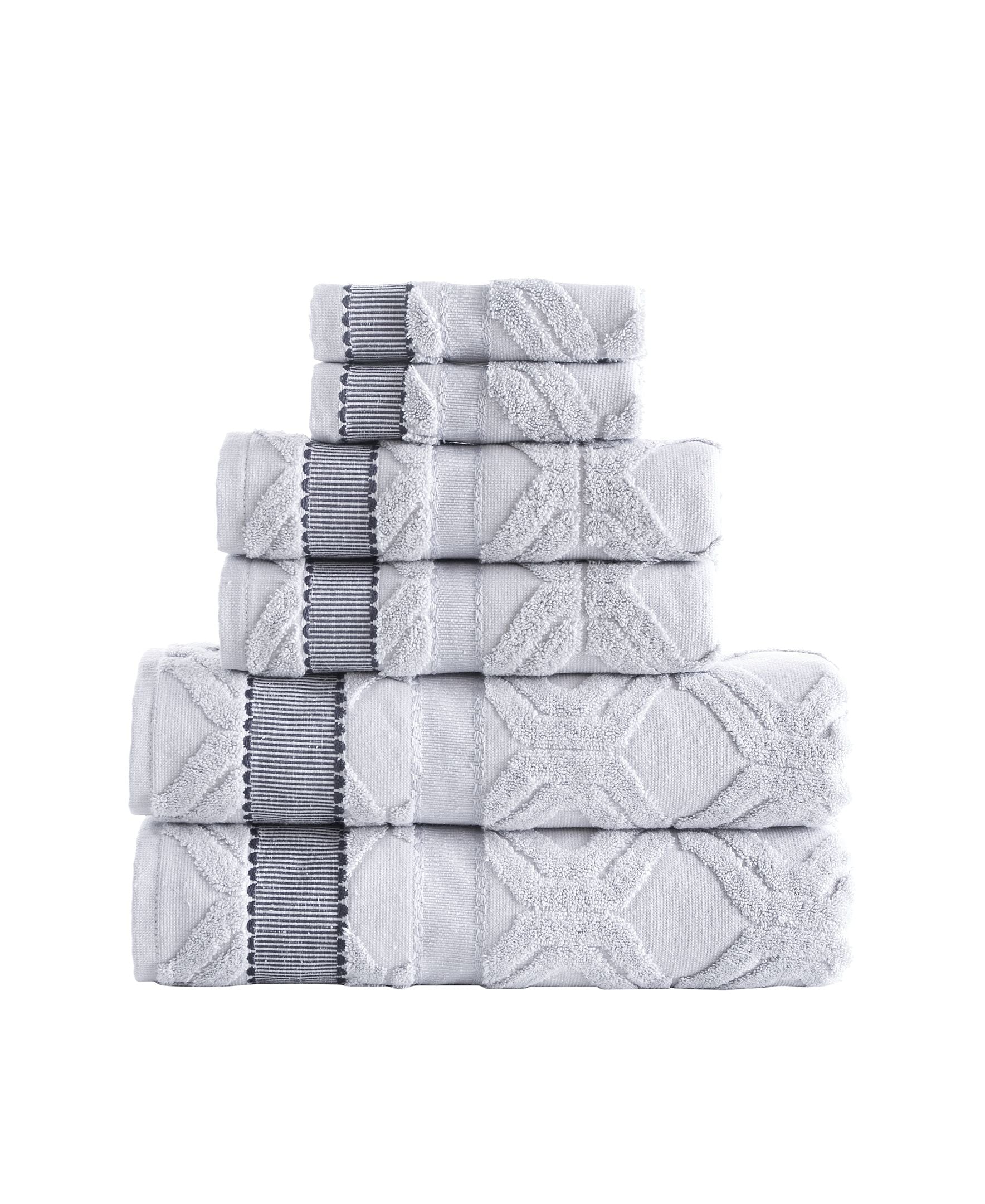  Brooks Brothers Large Square 6 Piece Towel Set - Anthracite - Bonton