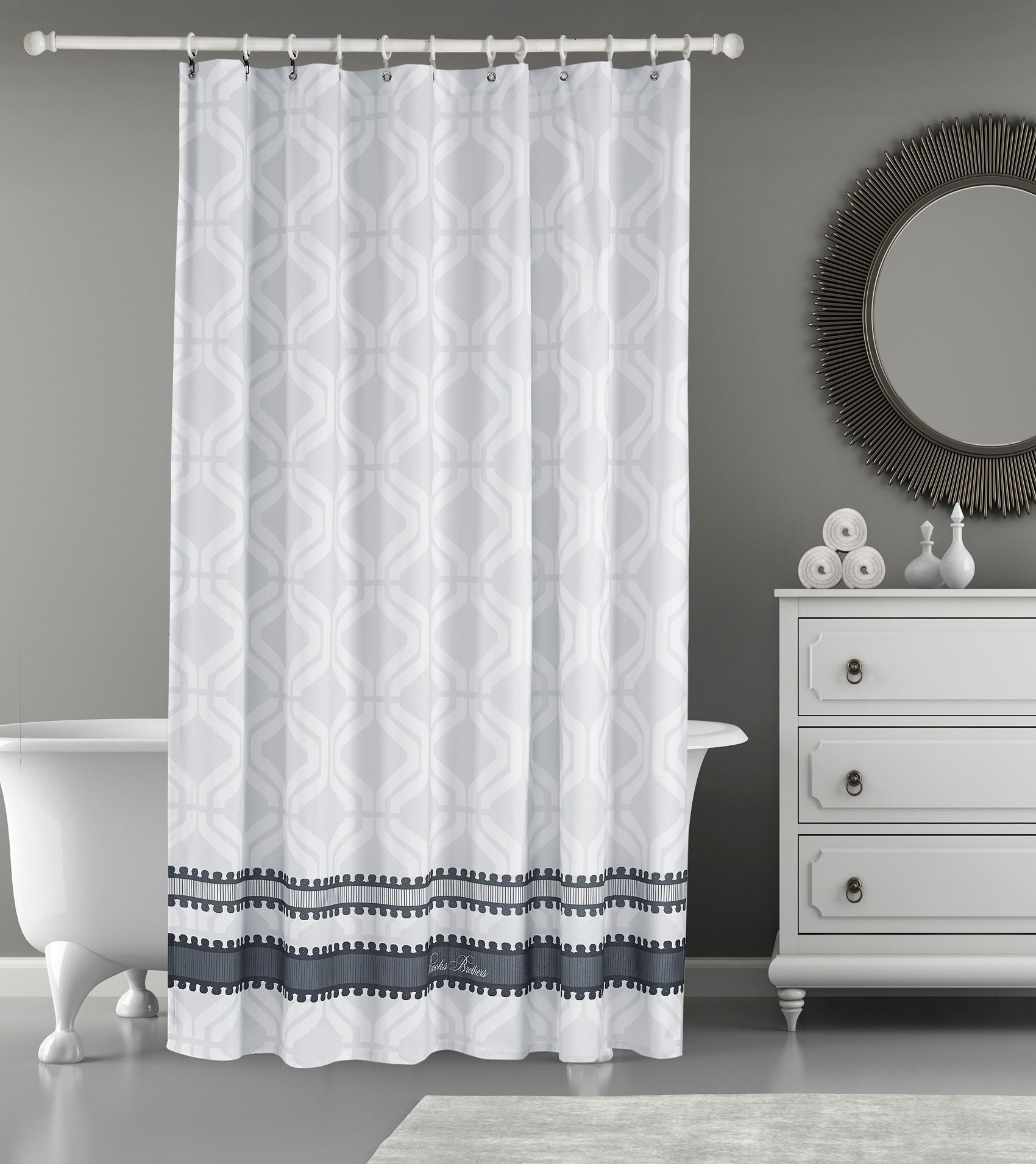  Brooks Brothers Large Square Shower Curtains - Anthracite - Bonton