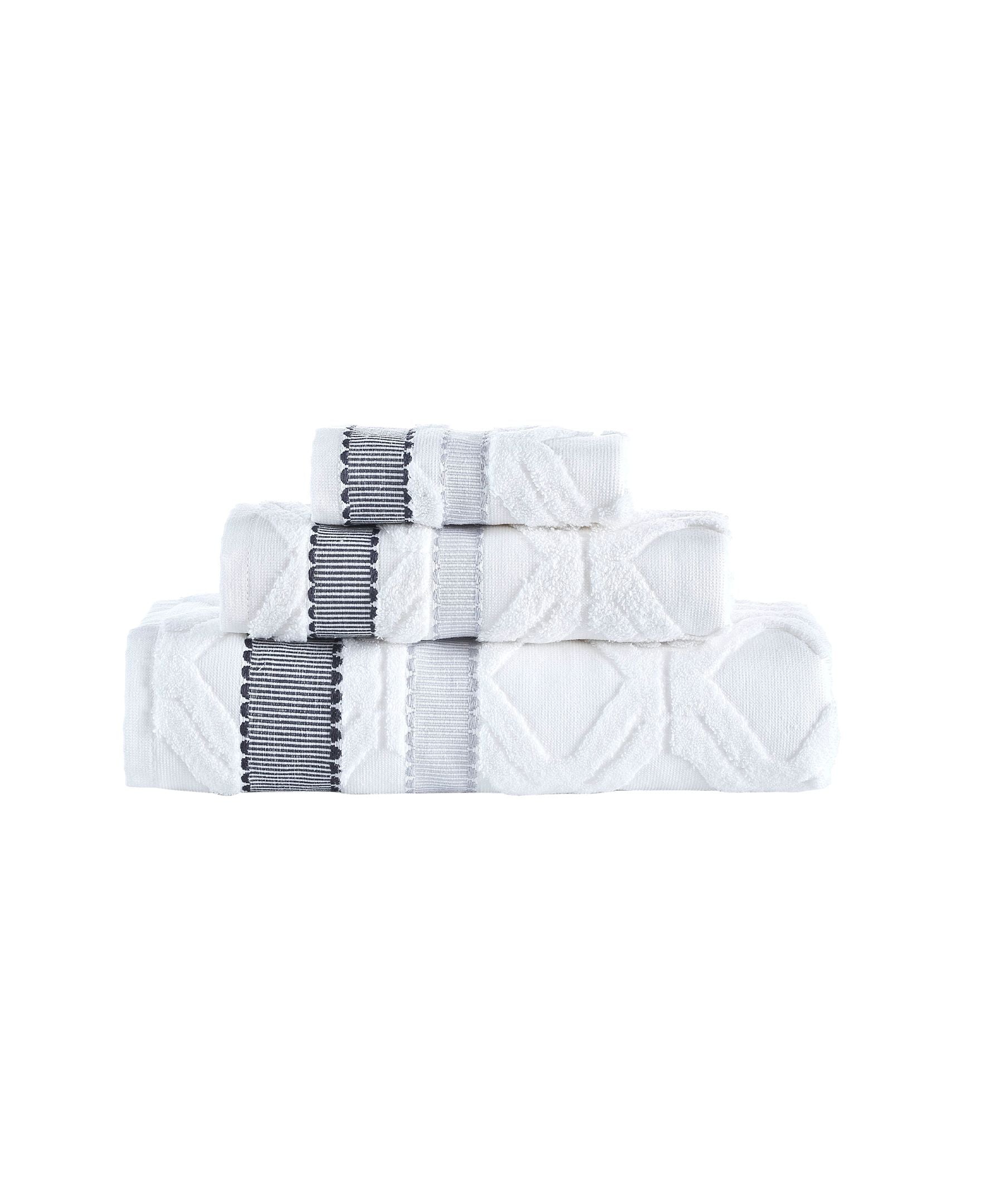  Brooks Brothers Large Square 3 Piece Towel Set - Anthracite - Bonton