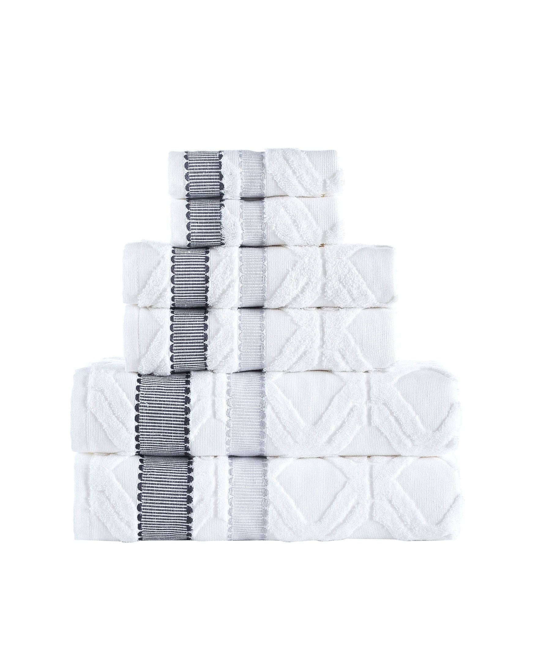  Brooks Brothers Large Square 6 Piece Towel Set - Anthracite - Bonton