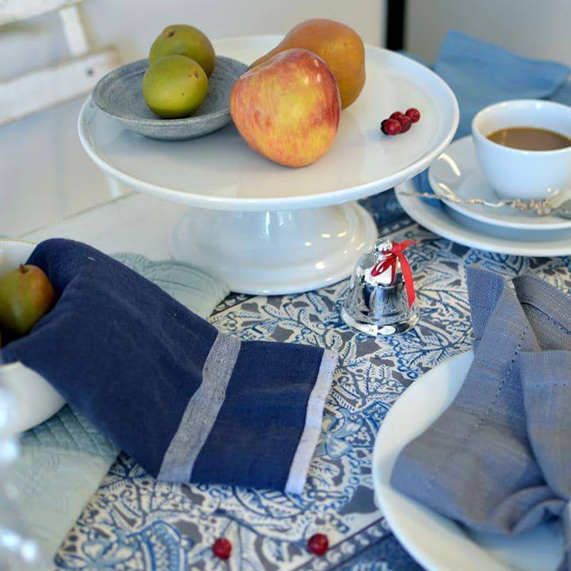  Couleur Nature Laundered Linen Napkins Set of 4 - Indigo/White - Bonton