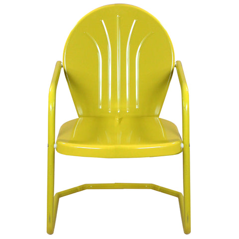 34-Inch Outdoor Retro Tulip Steel Armchair  Yellow