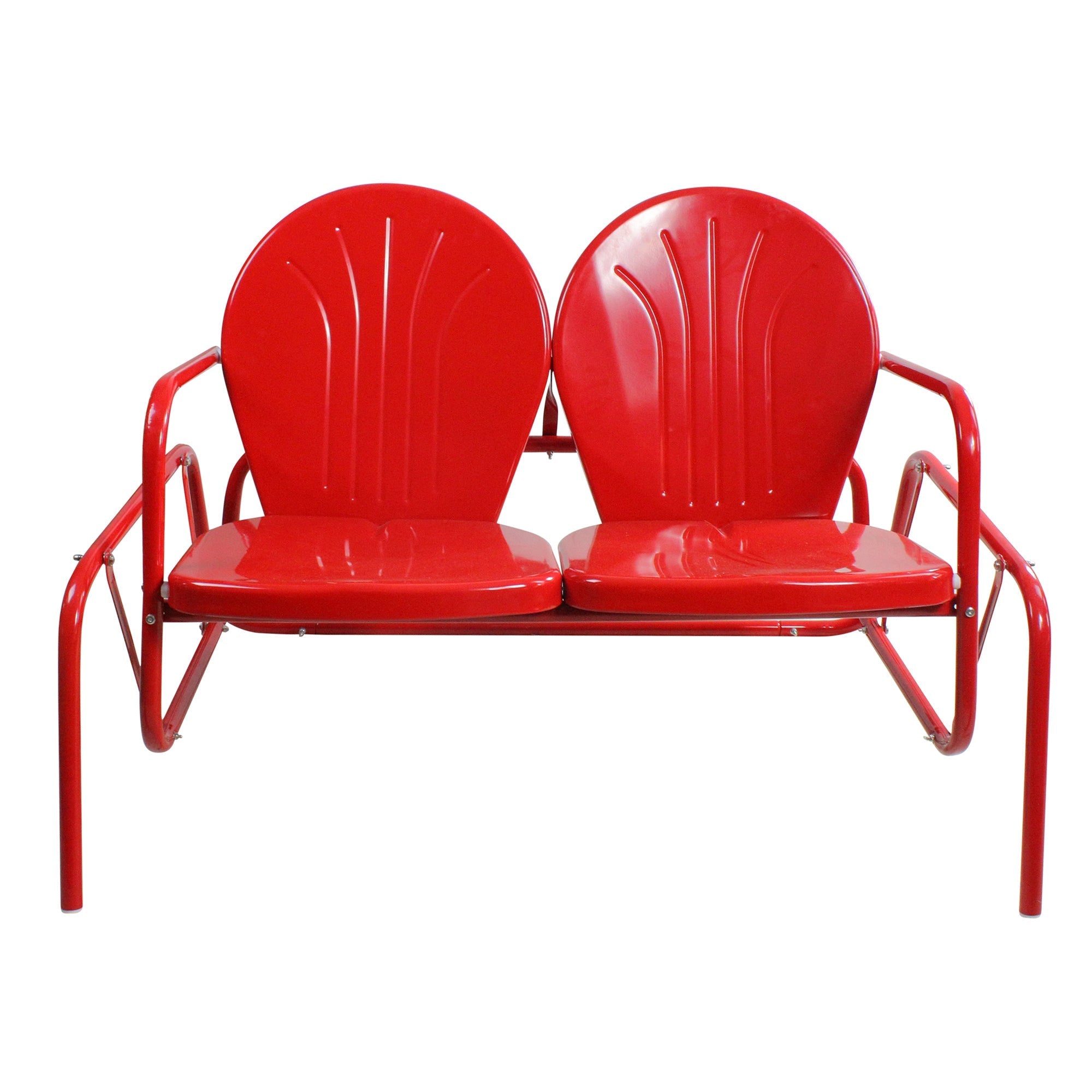  NorthLight Outdoor Retro Metal Tulip Double Glider Patio Chair 2-Person - Red - Bonton