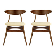 Mid Century Modern Solid Wood Upholstered Dining Side Chair, Set of 2