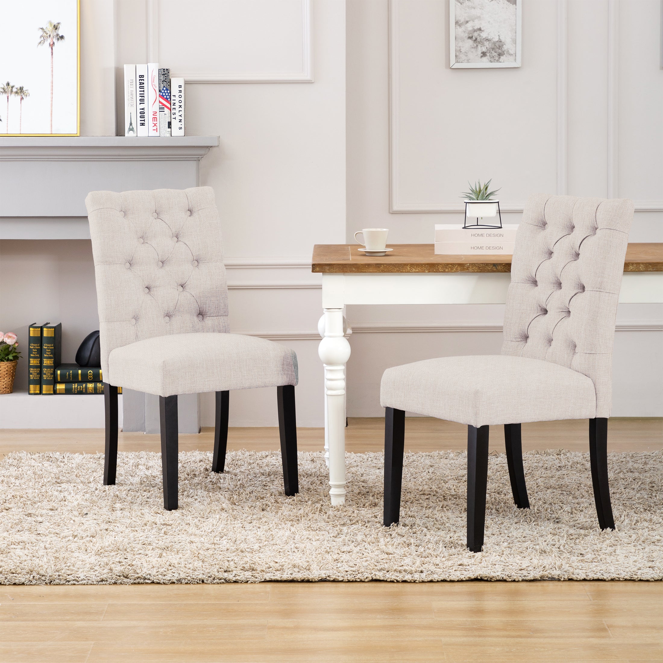  Westin Furniture Upholstered Button Tufted Dining Side Chair, Set of 2 - Gray - Bonton