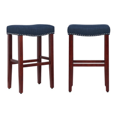 29" Upholstered Saddle Seat Bar Stool, Set of 2