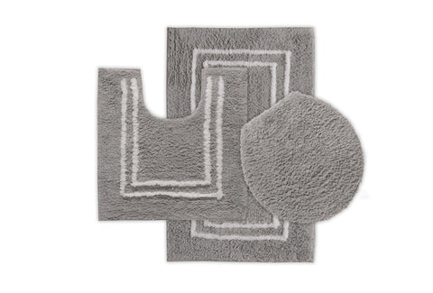 St Mary's Tufted 3 Piece Cotton Bath Rug Set With Lid
