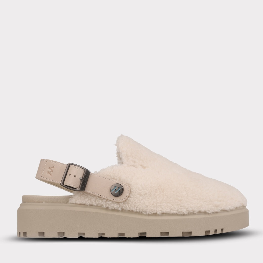  Mykos Lilah Women's Slip-on Mule - White/Taupe - Bonton