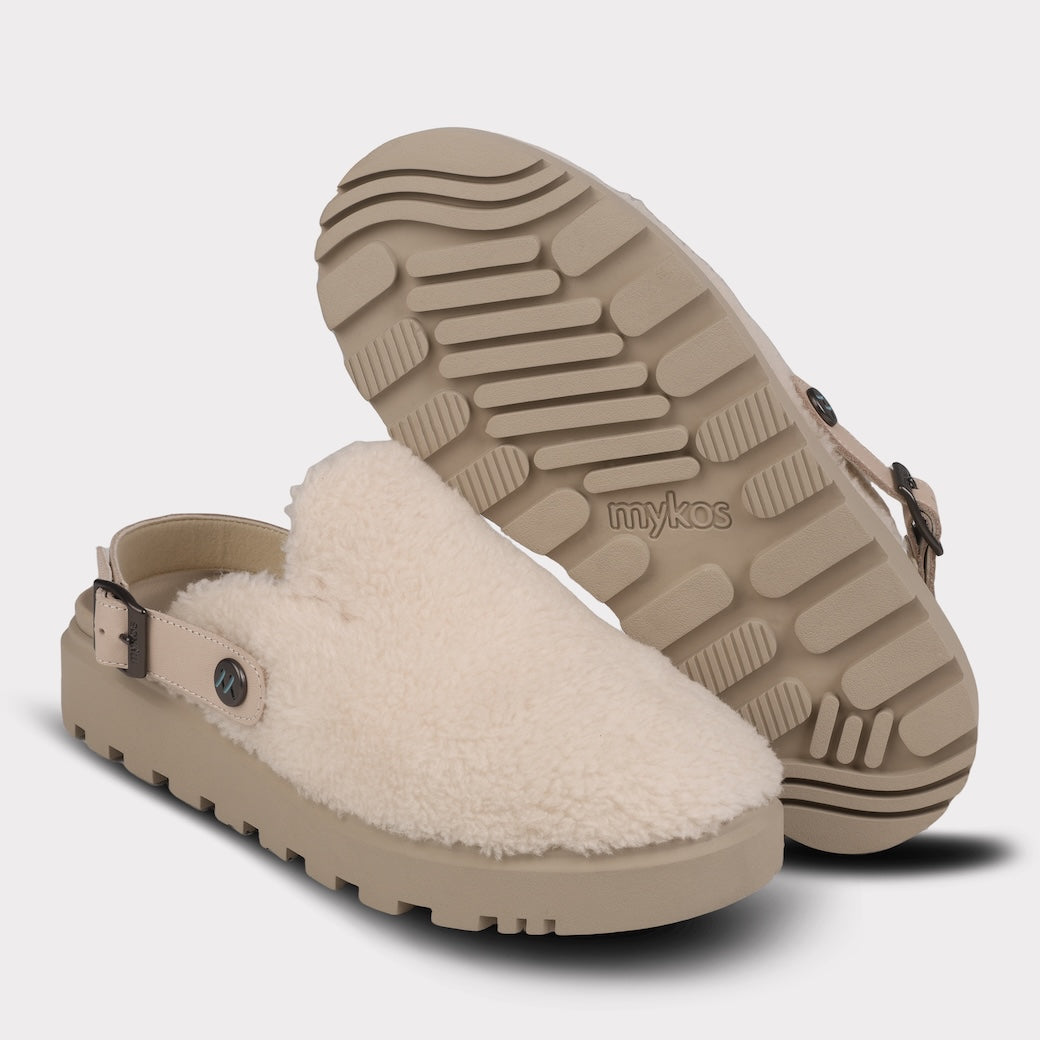  Mykos Lilah Women's Slip-on Mule - White/Taupe - Bonton