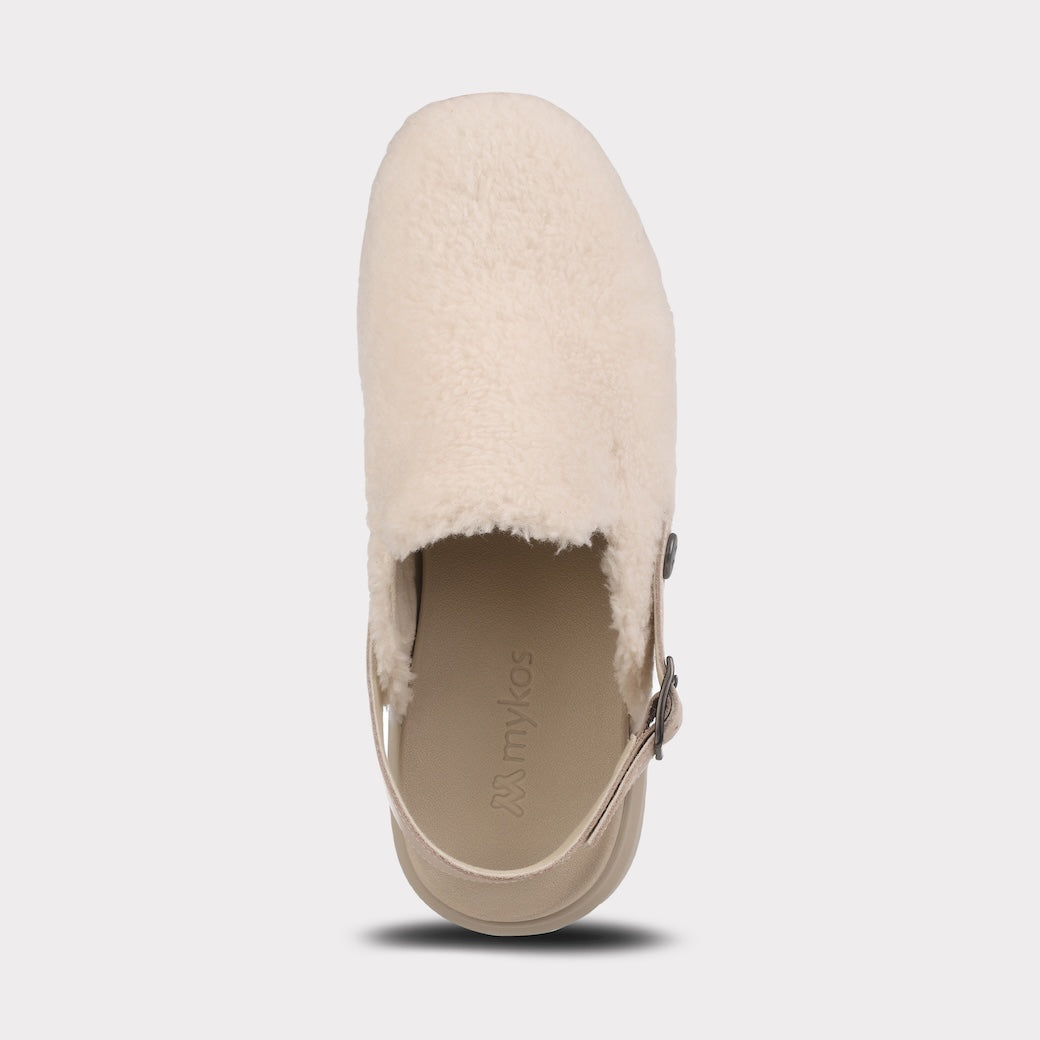  Mykos Lilah Women's Slip-on Mule - White/Taupe - Bonton