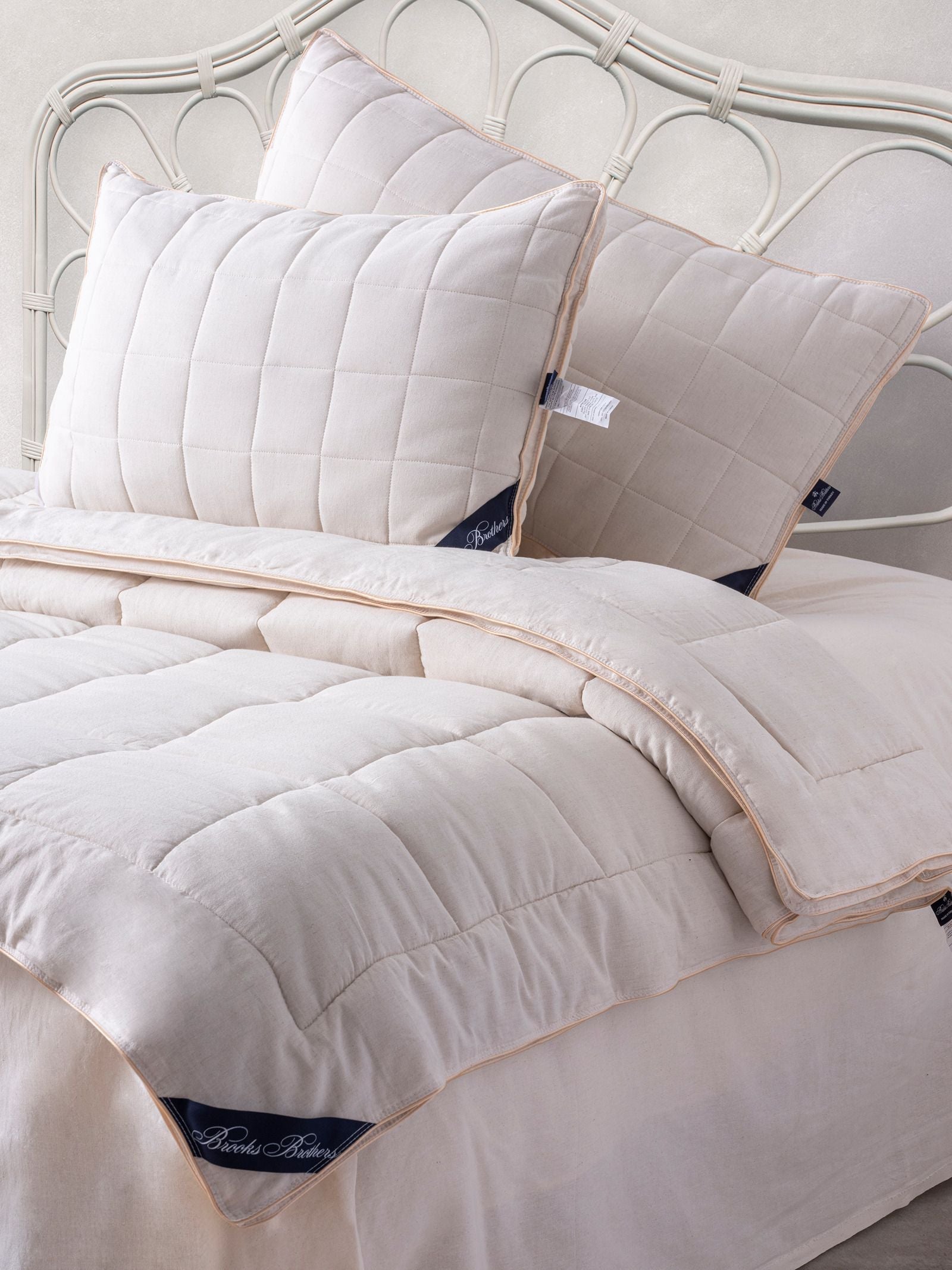  Brooks Brothers Linen Quilt - Cream - Bonton