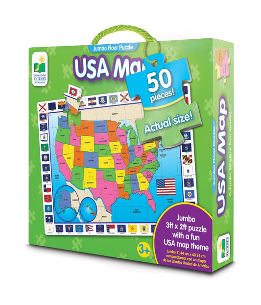 USA Map Jumbo Floor Puzzle: 50 Pcs Multi