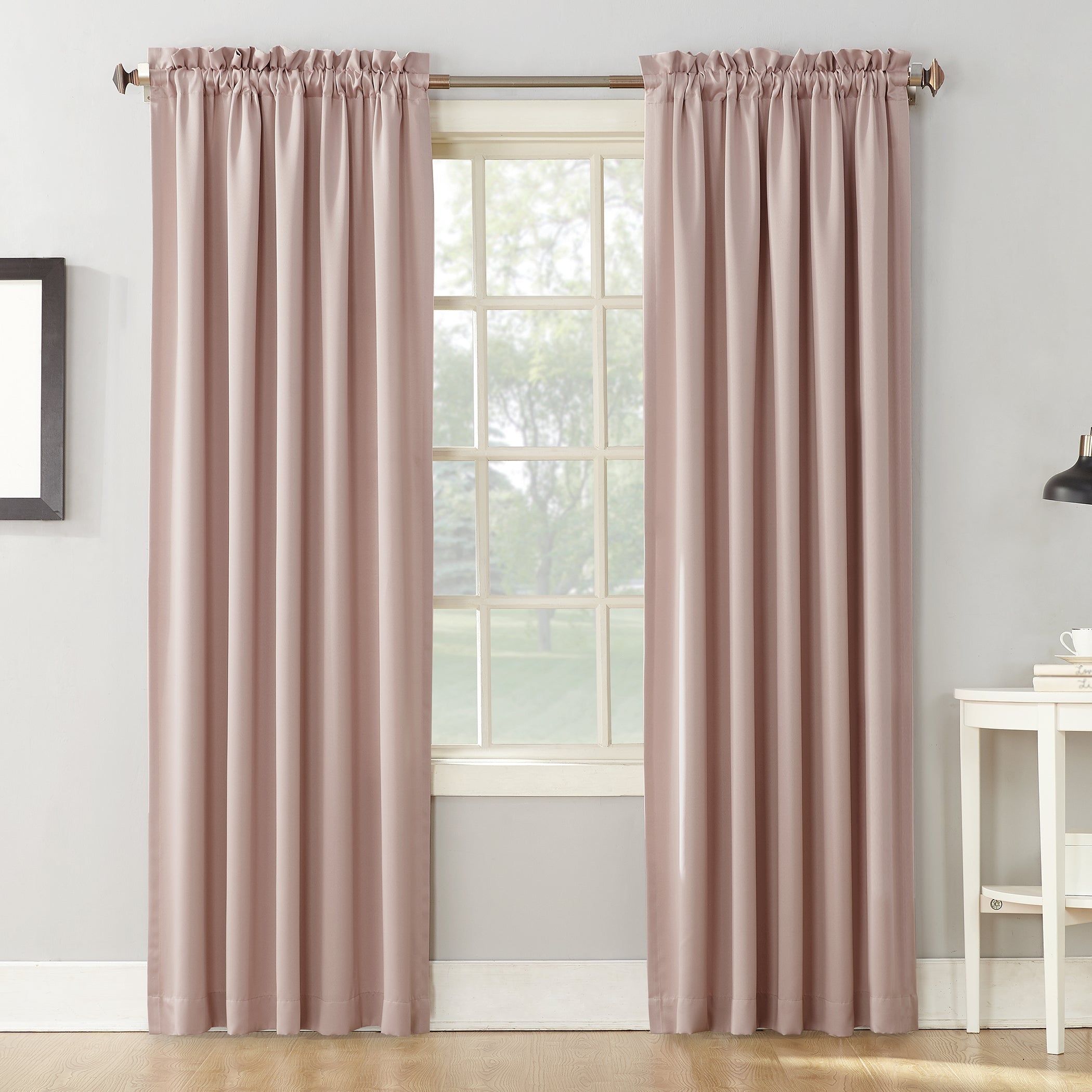  Sun Zero Lark Room Darkening Rod Pocket Curtain Panel - Stone - Bonton