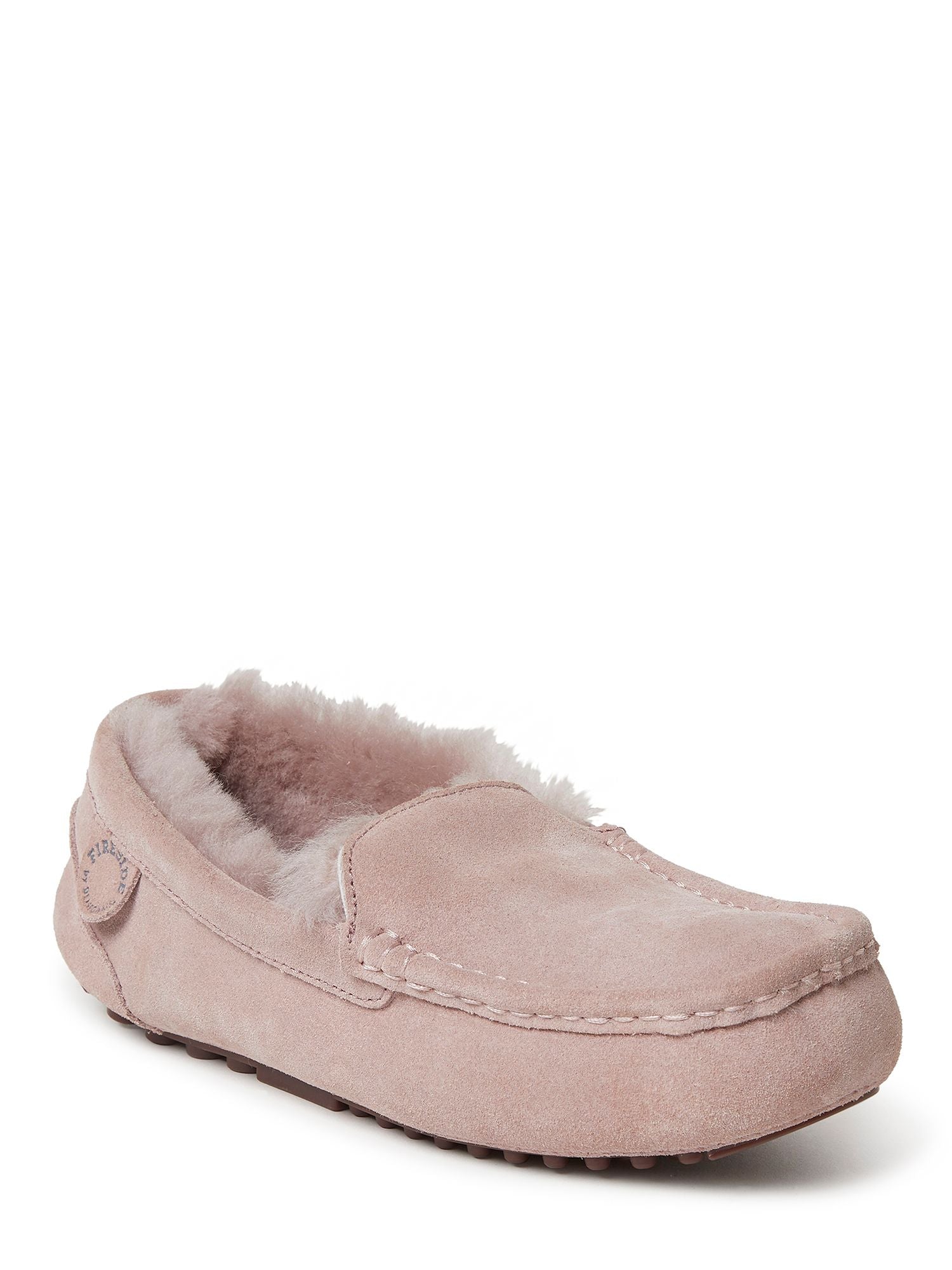  Dearfoams Fireside by Women's Mel Water Resistant Indoor/Outdoor Shearling Moccasin Slipper - Beige - Bonton