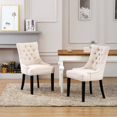 Upholstered Wingback Button Tufted Dining Chair, Set of 2