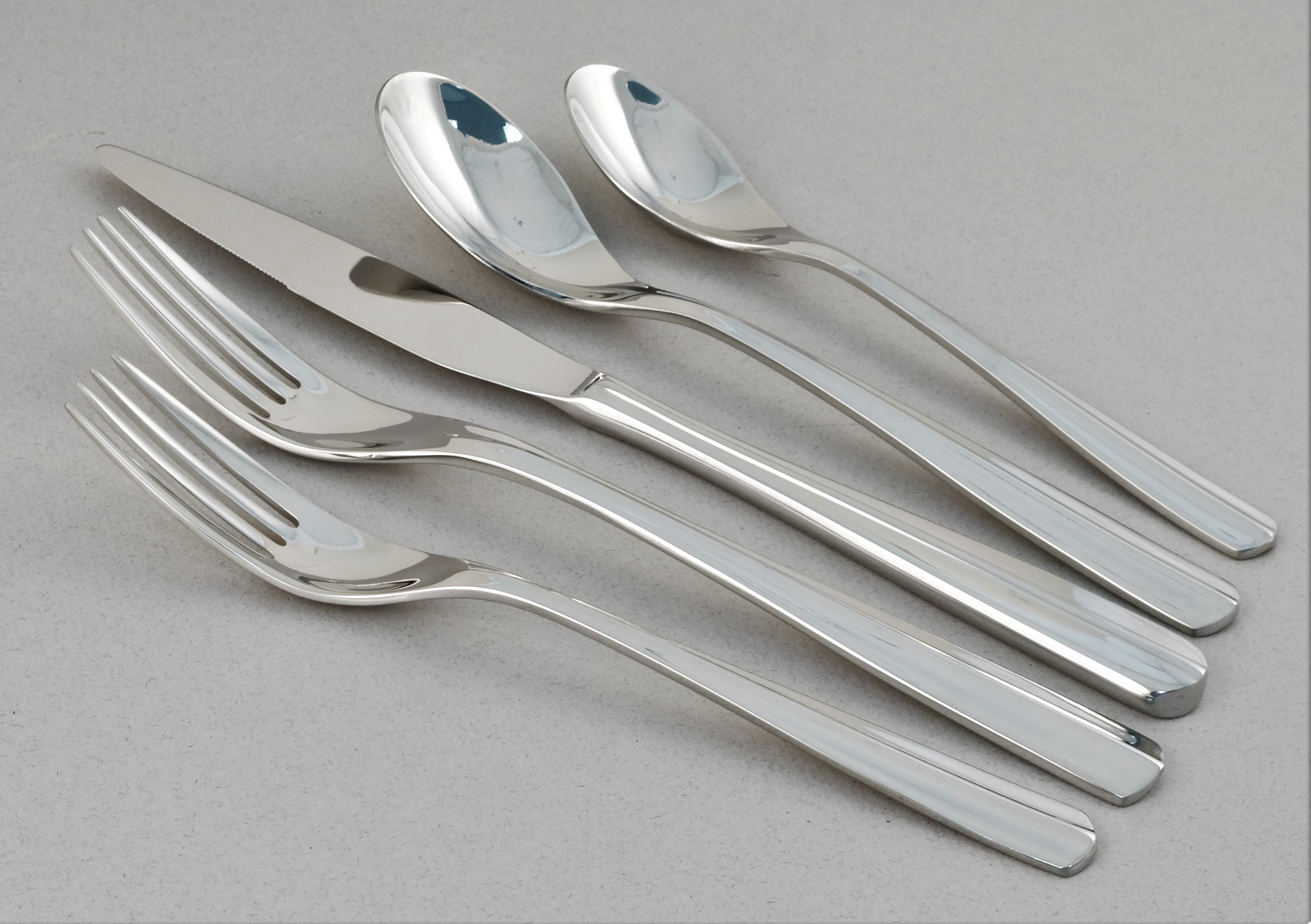  Ginkgo Nocturne Stainless Steel Flatware 42 Piece Set - Mirror Stainless Steel - Bonton