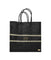 Medium Black Beige Line Striped Tote Bag